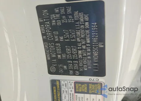 2017 Kia Sedona Lx z USA, uszkodzony, nr VIN KNDMB5C11H6231964